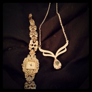 Watch and necklace vintage pearl watch